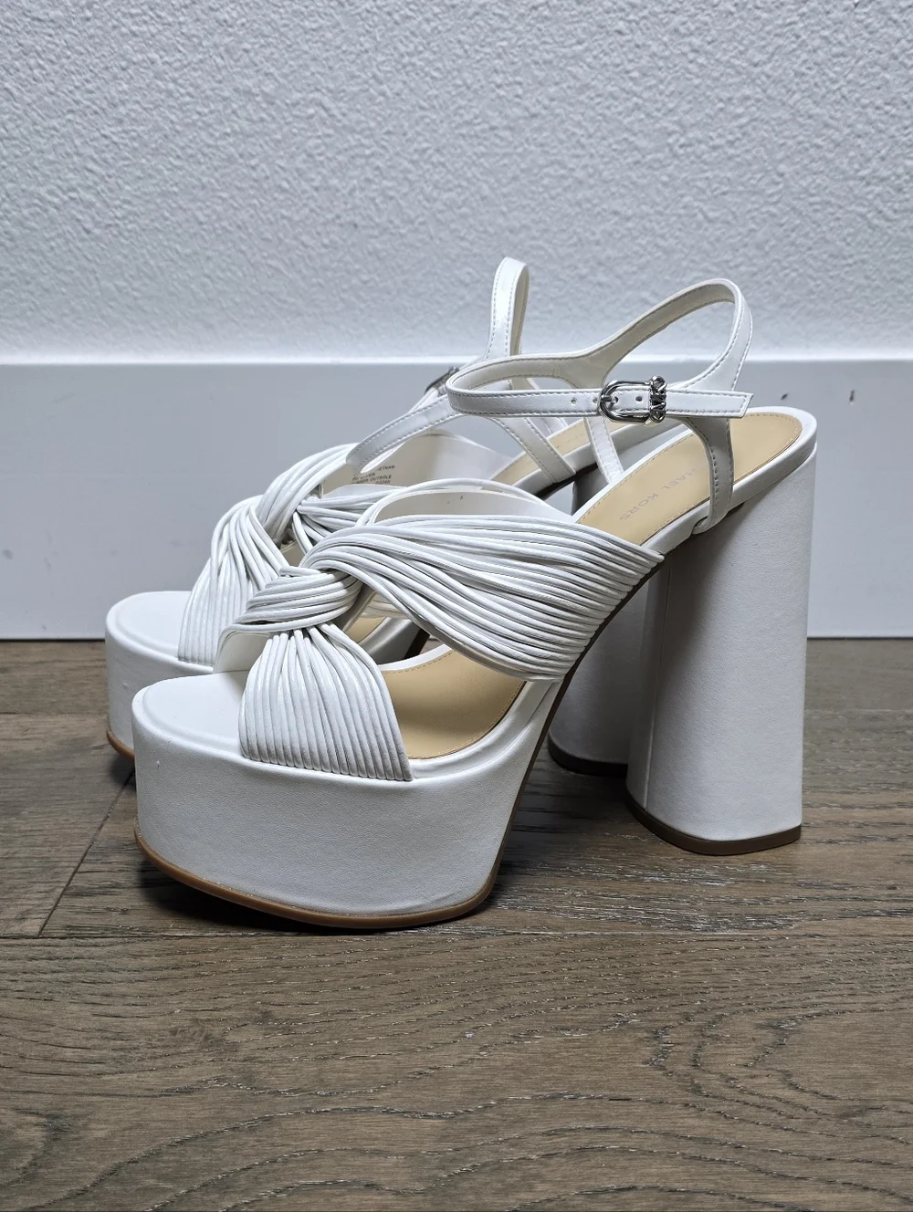 Michael Kors Alessia Strappy Platform Block Heel in White